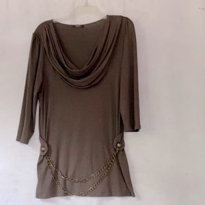 Sejis G Brown Cowl Neck Top Blouse